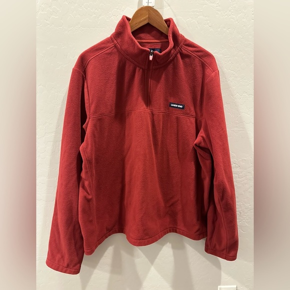 Lands' End Anyweather Fleece Men's XL Brick Red Quarter Zip Pullover Comfy - Picture 1 of 5